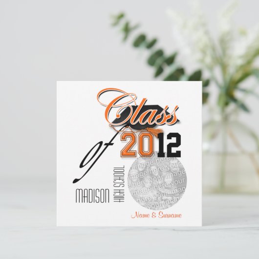 Orange schwarzer Abschluss "Klasse" der Schablone Einladung (Stehend Vorderseite)