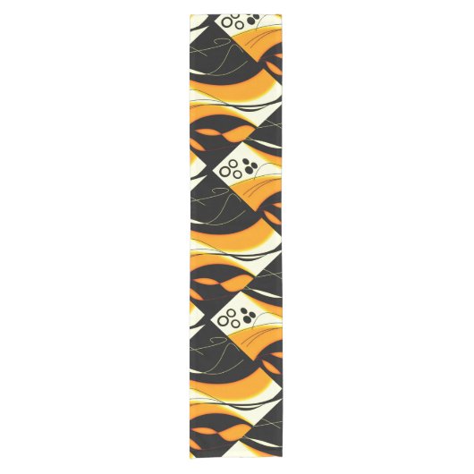 Orange schwarzer Entwurf Kurzer Tischläufer (Vorderseite)