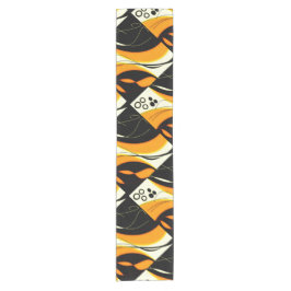 Orange schwarzer Entwurf Kurzer Tischläufer