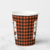 Orange & schwarzer Gingham Halloween Hexenhut & Fl Pappbecher (Rechts)
