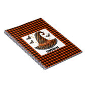 Orange-schwarzer Gingham-Halloween-Hexenhut & Fled Notizblock (Rechte Seite)