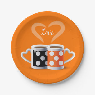 Orange + Schwarzer Kaffee-Farbe oder wir gehören Pappteller
