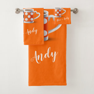 Orange + Schwarzer Kaffee-FarbTrendy Entwurf Badhandtuch Set