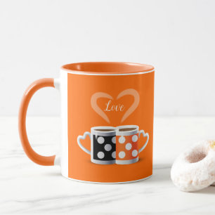 Orange + Schwarzer Kaffee-FarbTrendy Entwurf Tasse