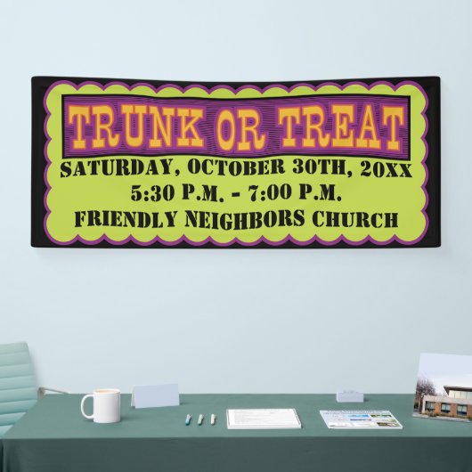 Orange, schwarzer und grüner Stamm oder Leckerei Banner (Messe)