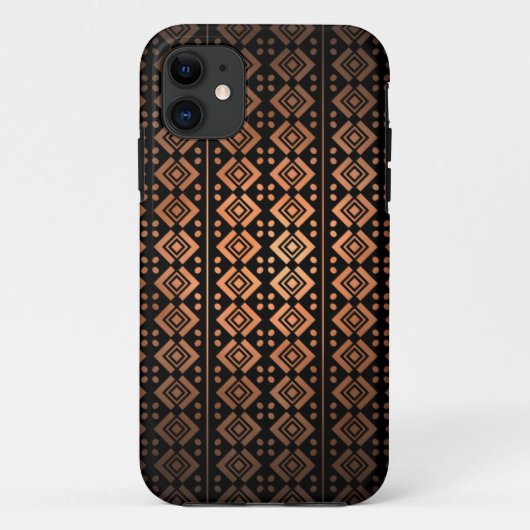 orange schwarzes aztekisches Stammes- Muster Case-Mate iPhone Hülle (Rückseite)