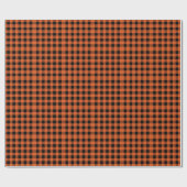 Orange-Schwarzes Büffel-Karo Klassisches Gingham Geschenkpapier (Flach)