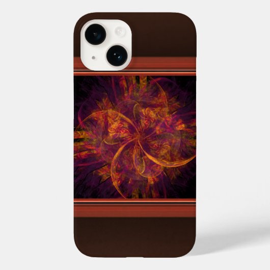 Orange-Schwarzes Fraktal Case-Mate iPhone Hülle (Rückseite)