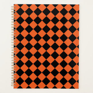 Orange-Schwarzes Harlekin-Diamant-Karo-Muster Planer