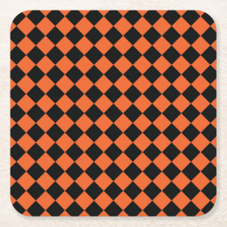 Orange-Schwarzes Harlekin-Diamant-Karo-Muster Rechteckiger Pappuntersetzer