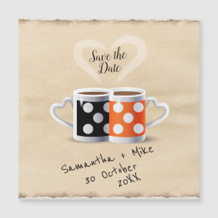 Orange + Schwarzes Kaffee Farbdessign Save-the-Dat Magnetkarte