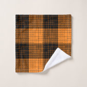 Orange Schwarzes Kreuzschachttuch Karomuster Badhandtuch Set (Waschlappen)