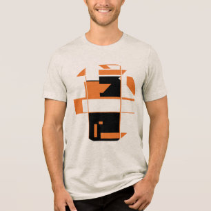 Orange Schwarzes MCM-inspiriertes Geometrisches Ab Tri-Blend Shirt
