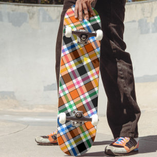 Orange Schwarzes mehrfarbiges Flanell Kariert Tart Skateboard