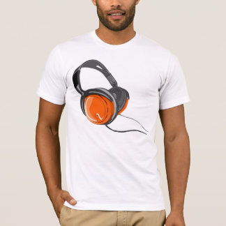 orange schwarzes T-Shirt der Musikkopfhörer
