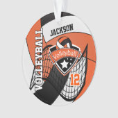 Orange, Schwarzweißball 🏐 blau Ornament (Vorderseite)