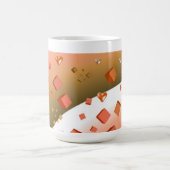 Orange schwebende Herzen und Würfel Kaffeetasse (Mittel)