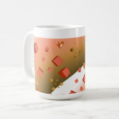 Orange schwebende Herzen und Würfel Kaffeetasse (Vorderseite Links)