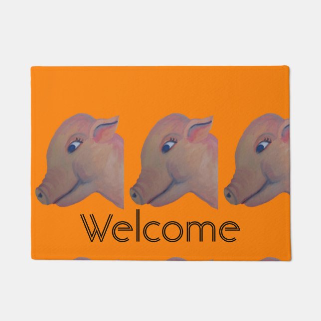 orange Schwein-Fußmatte Fußmatte (Vorderseite)