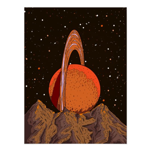 Orange Science Fiction Planet Poster (Vorderseite)