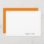 Orange Script Calligraphy Classic Rounded Border Mitteilungskarte (Vorne/Hinten)