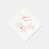 Orange script calligraphy Thank You fall wedding Serviette (Ecke)