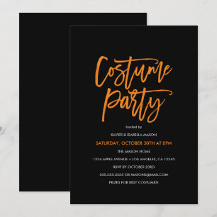 Orange Script Costume Party Einladung