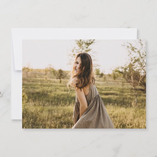 Orange Script Foto Graduation Party Einladung (Rückseite)