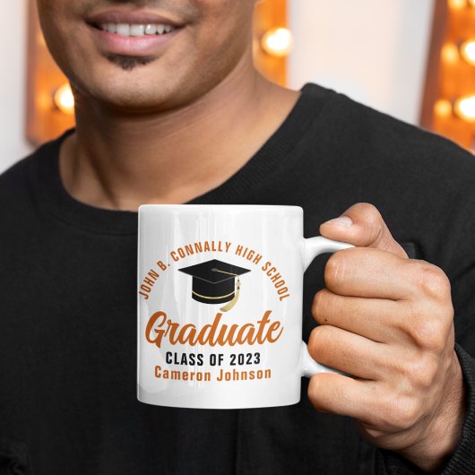 Orange Script Graduate Custom 2023 Abschluss Kaffeetasse