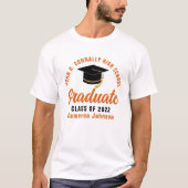 Orange Script Graduate Custom 2025 Abschluss T-Shirt (Vorderseite)