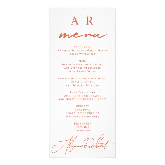 Orange-Script-Hochzeit im Herbst Werbekarte (Vorne)