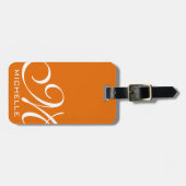 Orange-Script-Mit Monogramm Gepäckanhänger (Vorderseite horizontal)