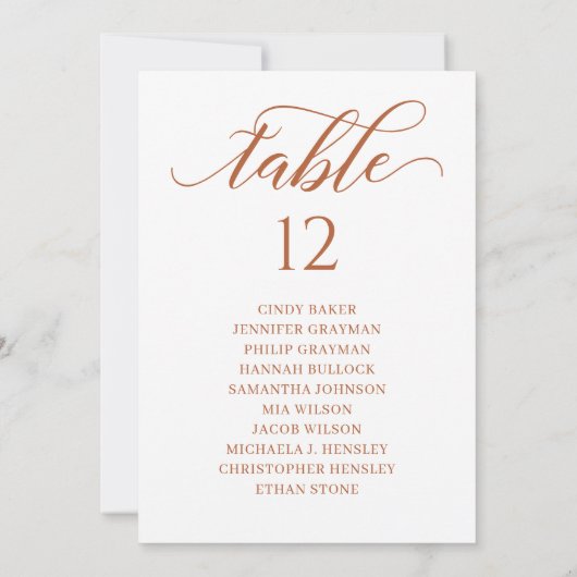 Orange Script-Tischnummer abgebrannt Seekarte Einladung (Rückseite)