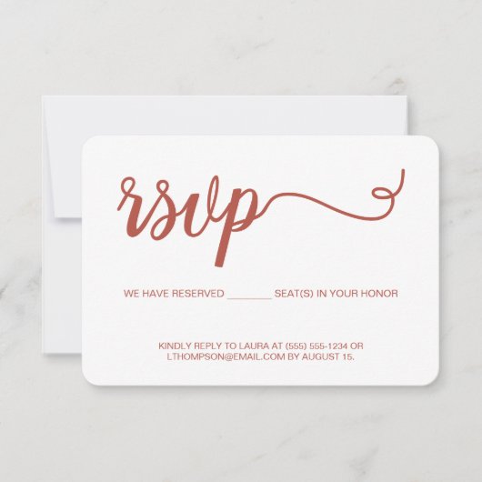 Orange Script-UAWG ohne Mailing Reservierung RSVP Karte (Vorderseite)