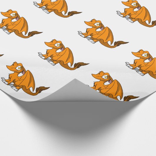 Orange Sd-Pelzdrache Geschenkpapier (Ecke)