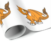 Orange Sd-Pelzdrache Geschenkpapier (Rolleneckpunkt)