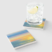 Orange Sea Sunset Steinuntersetzer (Seitenansicht)