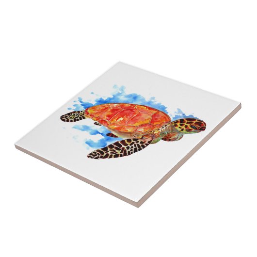 Orange Sea Turtle Fliese (Seite)