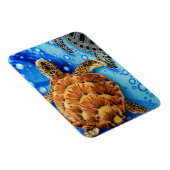 Orange Sea Turtle Plush Toon Blue Blanket Magnet (Rechte Seite)