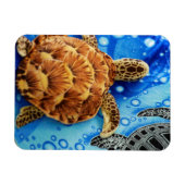 Orange Sea Turtle Plush Toon Blue Blanket Magnet (Horizontal)