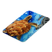Orange Sea Turtle Plush Toon Blue Blanket Magnet (Linke Seite)