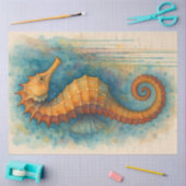 Orange Seahorse Nautical Coastal Art for Decoupage Seidenpapier (Basteln)