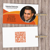 Orange Security Beruflich Custom Foto QR Code Visitenkarte