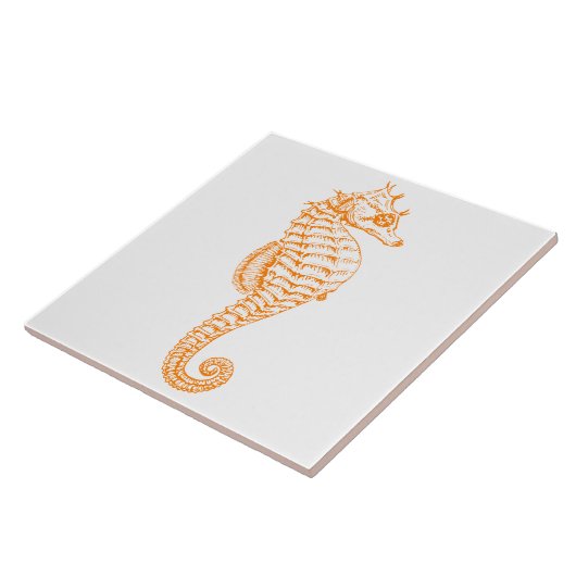 Orange Seepferd Fliese (Seite)