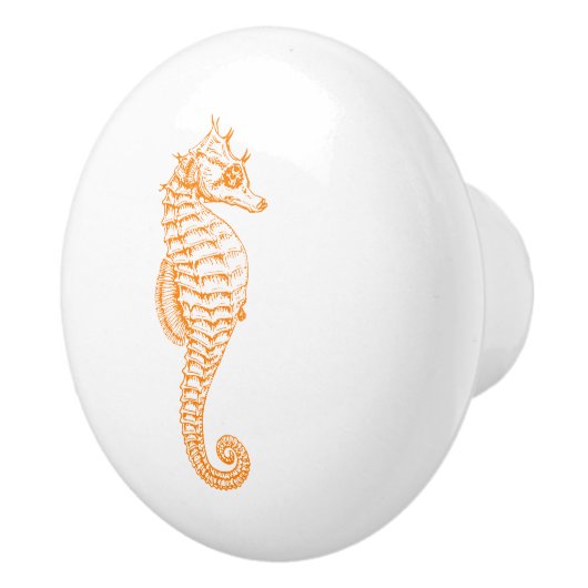 Orange Seepferd Keramikknauf (Rechts)