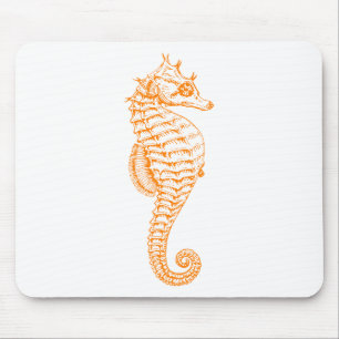 Orange Seepferd Mousepad