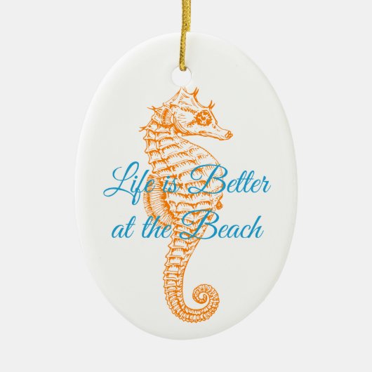 Orange Seepferd Ornament Round (Vorne)