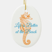 Orange Seepferd Ornament Round (Hinten)