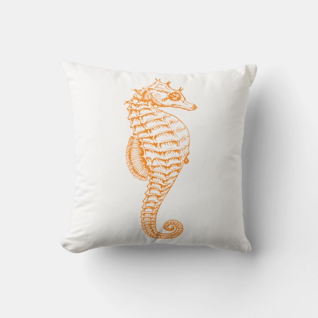 Orange Seepferd Pillow Kissen (Vorderseite)