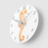 Orange Seepferd Runde Wanduhr (Winkel)